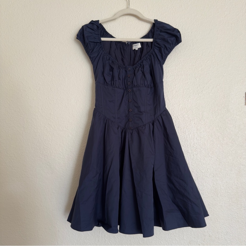 NWOT house of cb French Navy Gathered Mini Dress - Picture 5 of 11